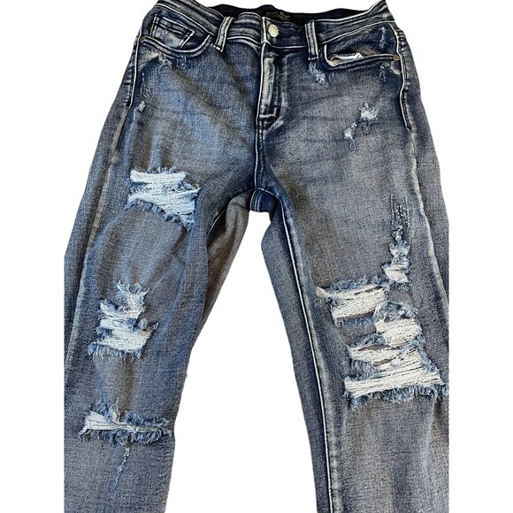 Judy Blue Boyfriend Fit 5|27 Distressed Jeans Style #JB82284MD - Picture 4 of 9